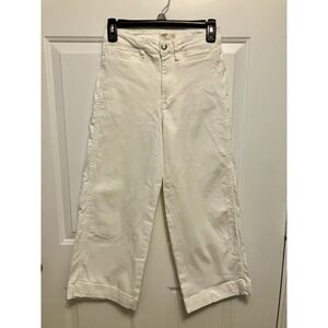 OAT New York White Jeans Women's 0/25 Wide‎ Leg Crop High Waist Wide Leg Boho
